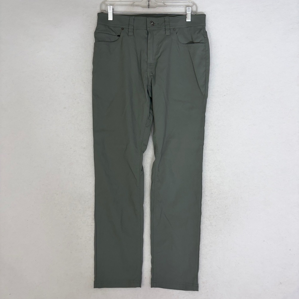 prAna Stretch Zion Slim Pants Mens 30/29 Olive Green Nylon Climbing Hiking DWR